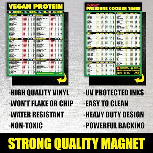 Miniatura 6 de Paquete combinado de proteínas veganas y olla instantánea magnética, accesorios de cocina extra grandes y fáciles de leer, guía de referencia rápida