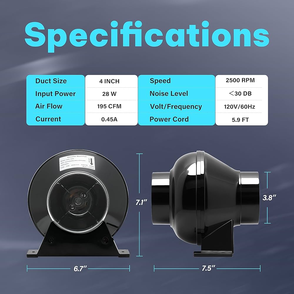 iPower4インチダクト Amazon.com: iPower 4 Inch 195 CFM Inline Fan, Air Carbon