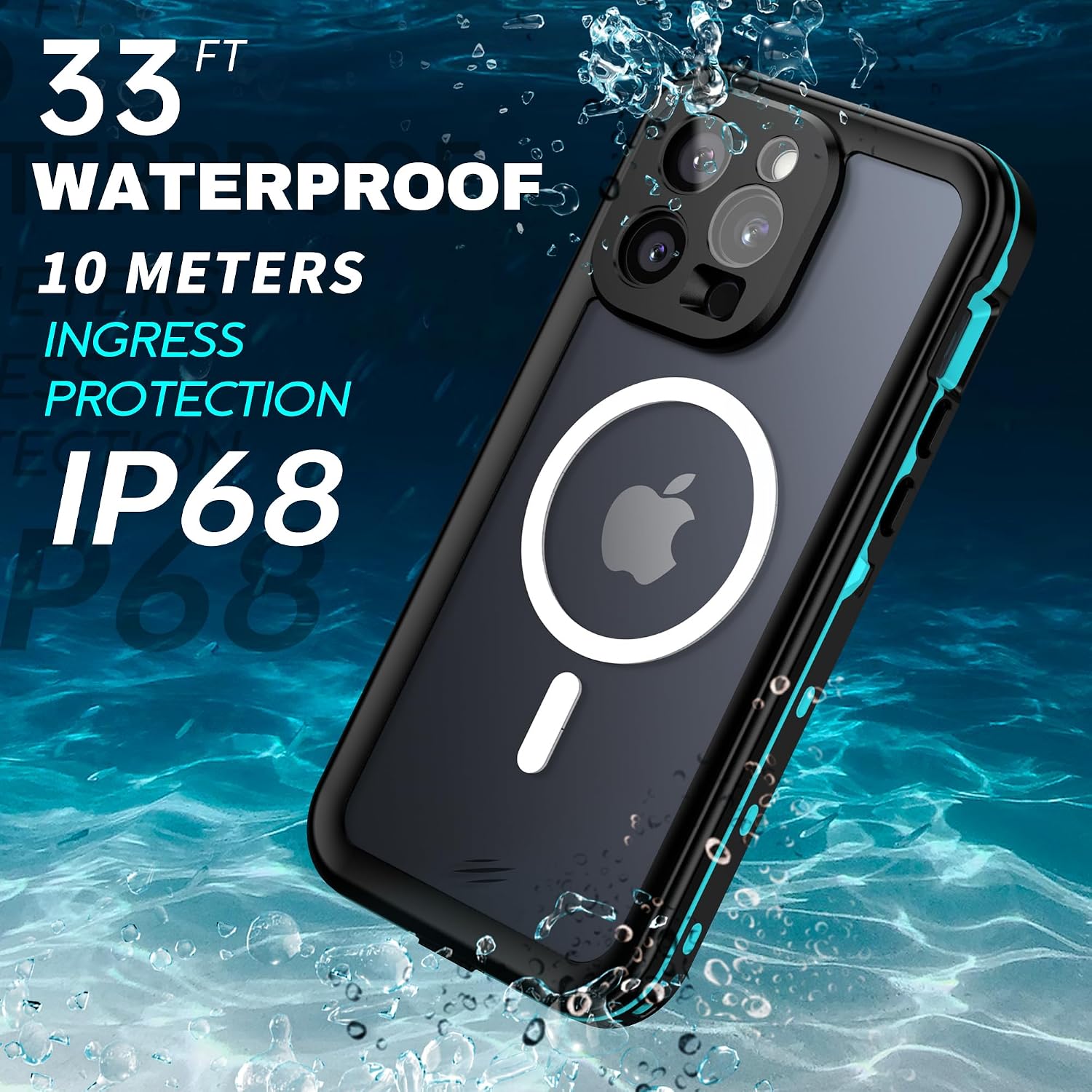 BEASTEK Waterproof Case for iPhone 15 Pro, TRE Series MagSafe Shockproof Dustproof IP68 Case with Built-in Screen Protector and Mag Safe Anti-Scratch Magnetic Cover, for iPhone 15 Pro (6.1'') (Teal)…