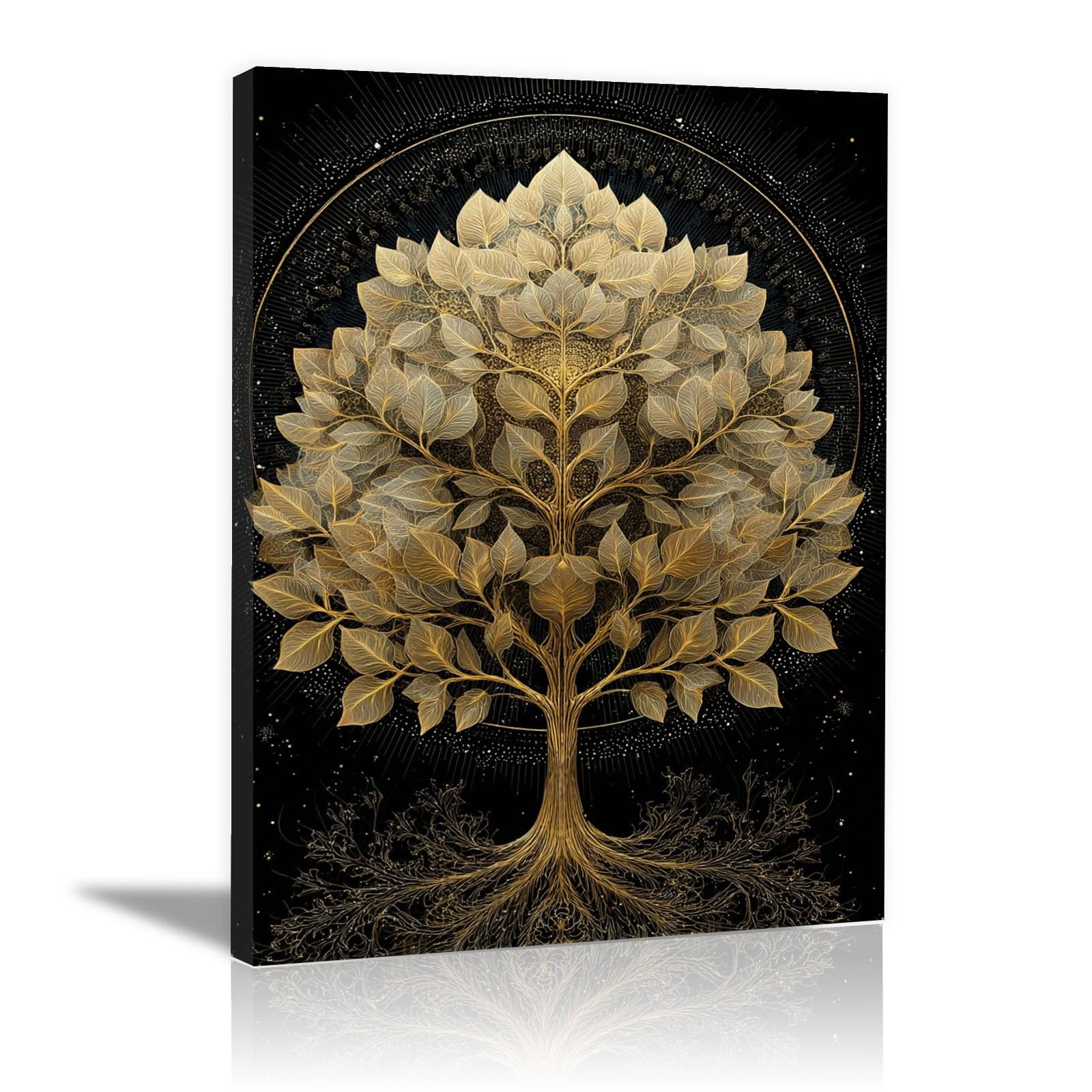 AMXBZC Cuadros Salon Modernos Plantas Árbol de la vida simple Naturaleza Cuadro,Decoracion Dormitorios Comedor Oficina Pasillo Cocina Y Baño（Oro 39-50x70cm Enmarcado