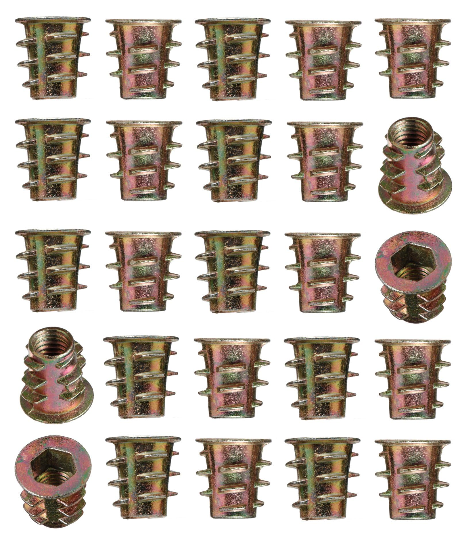 YoiYee M5 x 10mm Wood Insert Hex Socket Nuts - Threaded Flanged Hex Socket Nut Insert for Wood Furniture, DIY Projects - 25 Pack โ image 1