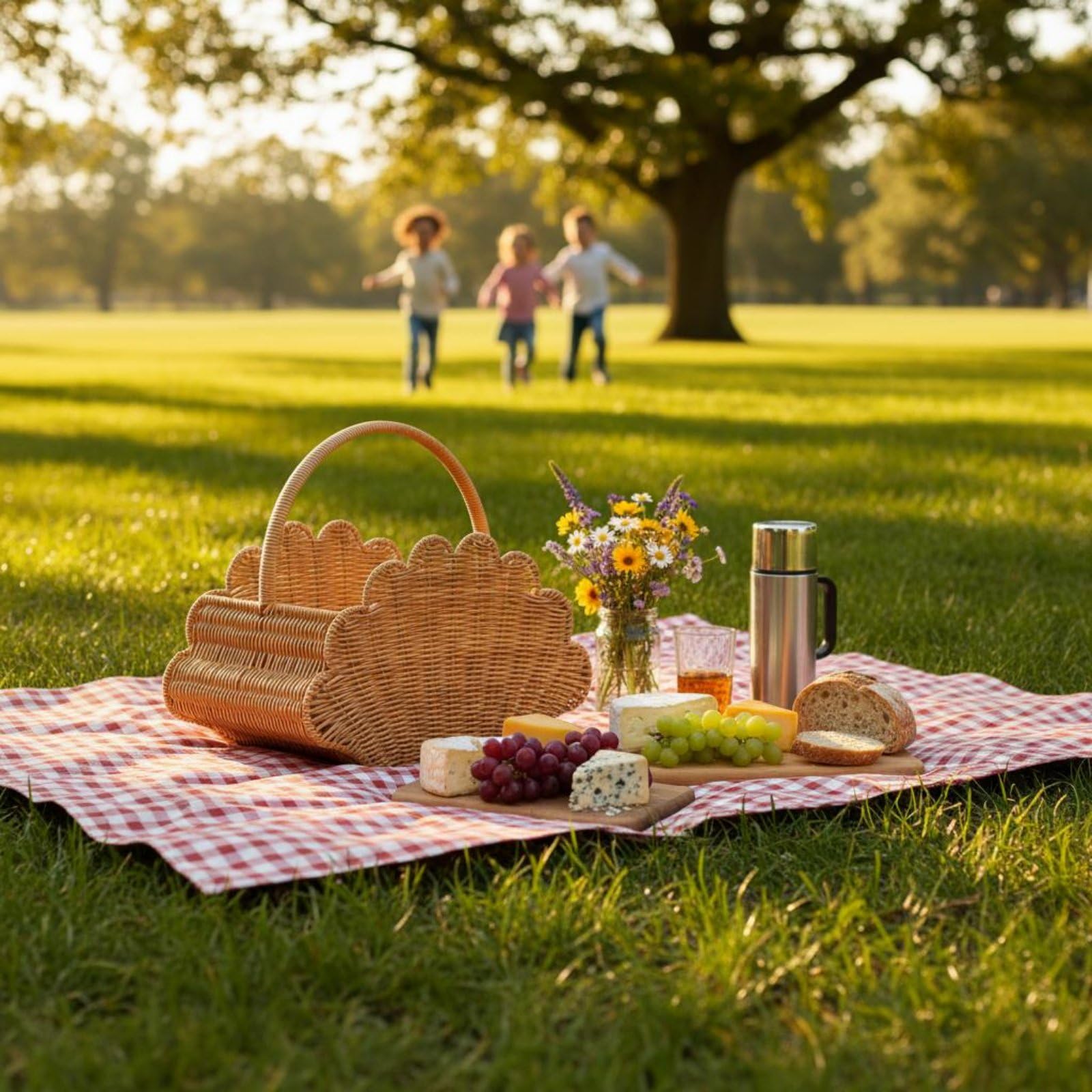 Cesto Portatile Intrecciato Cesta Organizzazione Contenitore Vimini Portariviste Imitazione Rattan con Manico Solido Adatto per Picnic Soggiorno Cucina Camera dei Bambini Ufficio