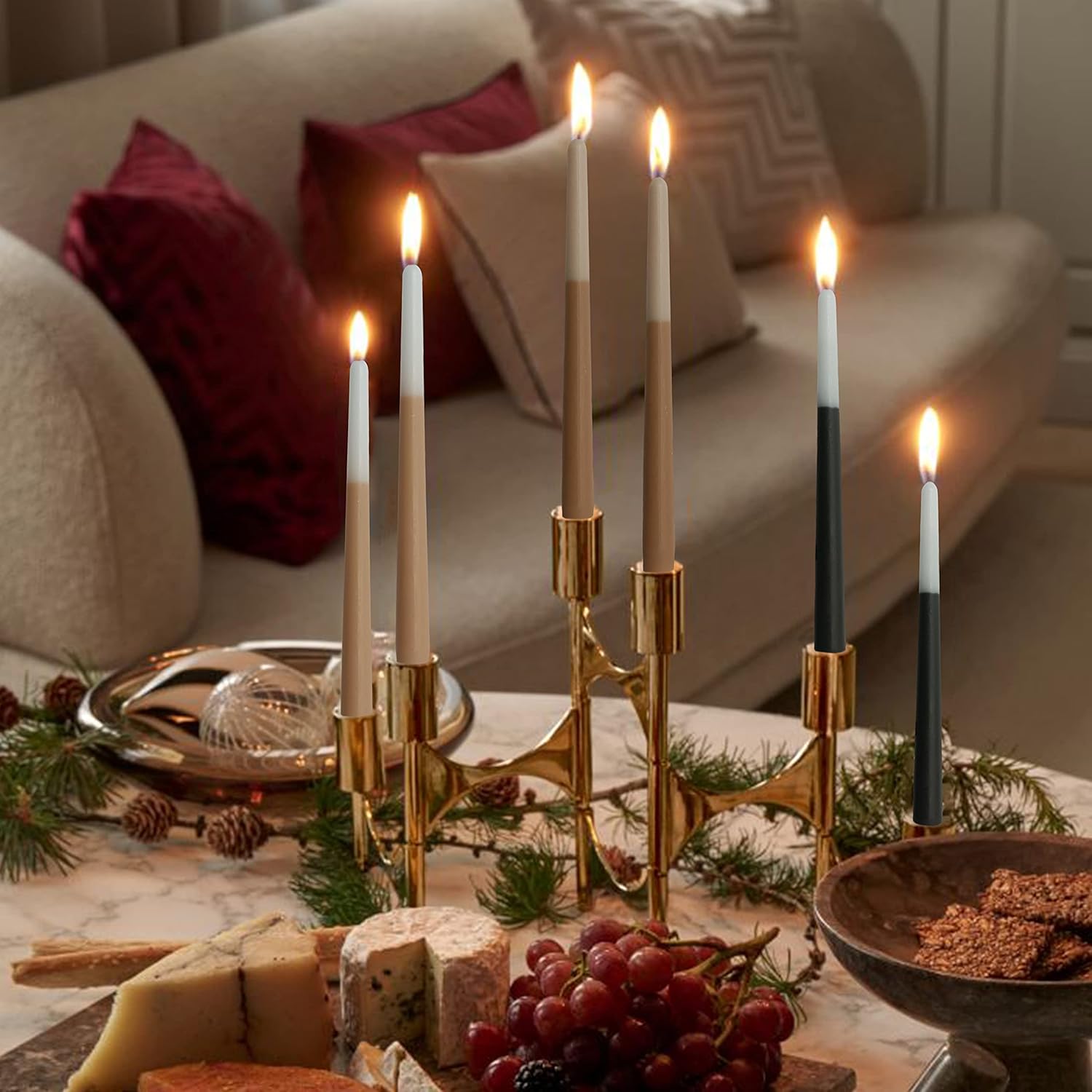 Scented Candle Colored Taper Candles Sticks - SEUCRWAX Smokeless Gradient Candles for Home Decor, Wedding, Festival and Special Occasions