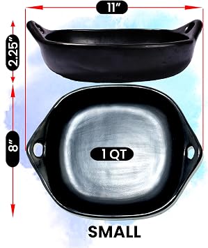 Ancient Cookware, Clay Square Roasting Chamba Pan, Small, 1 Quart
