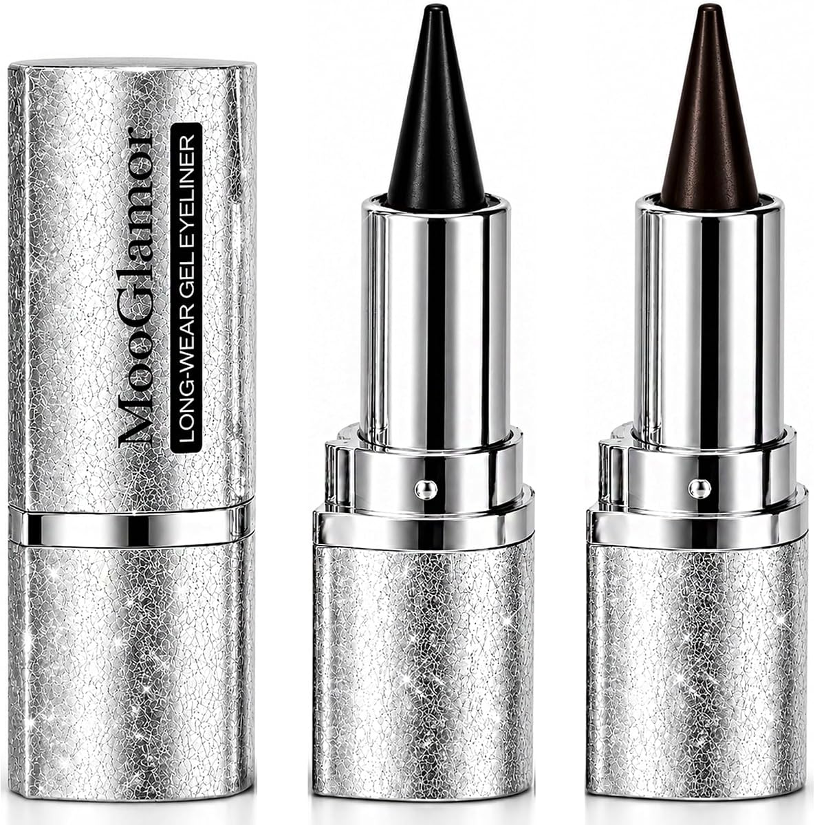 2 Pcs Eyeliner Gel Pen Eyeshadow Stick(Black+Brown)