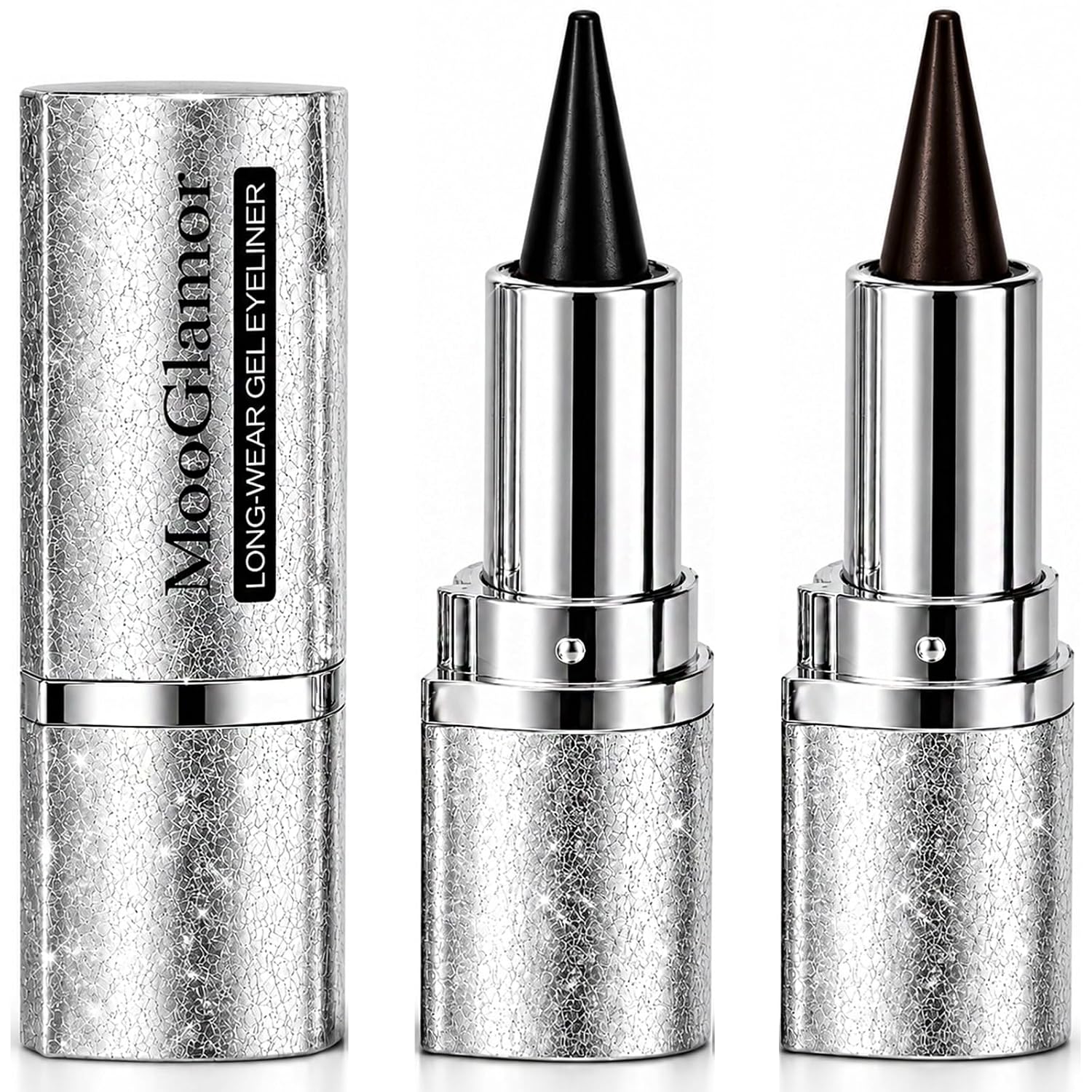 2 Pcs Eyeliner Gel Pen Eyeshadow Stick(Black+Brown)