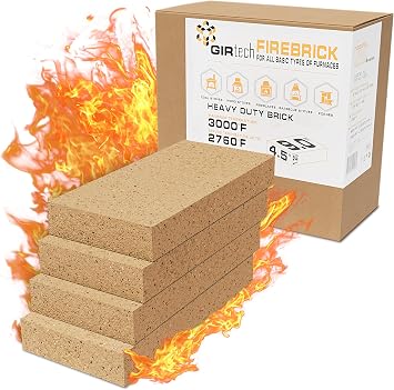 USM-4 Heavy Duty Firebricks 4-Pack Fireclay, Chamotte 3000F US Stove 9" x 4-1/2" x 1-1/4" Insulating, Replacement Fire Bricks for Fireplaces, Wood Stoves, Pizza Ovens, Steel Furnaces, Forge