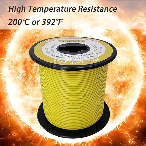 Vista 25 de ANAMIA Alambre de silicona de calibre 12 de 50 pies, color azul, flexible 12 AWG, cable de batería de cobre estañado trenzado, alta temperatura