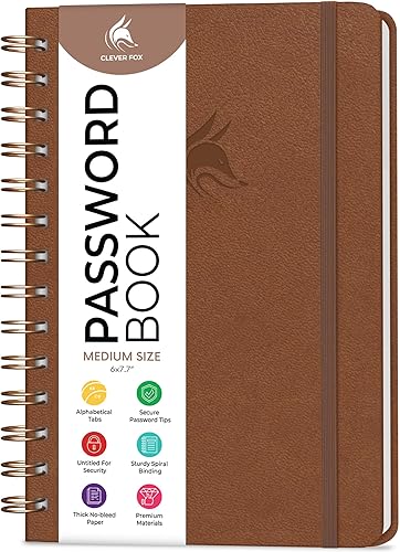 Vista 37 de Clever Fox Libro de Contraseñas en Espiral – Organizador de Direcciones de Internet y Contraseñas con Pestañas Alfabéticas Laminadas – Diario Púrpura