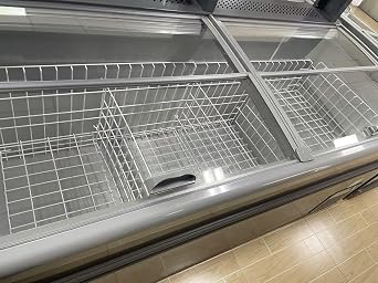 Chest Freezer for Supermarket Glass sliding Door 83 Black Showcase Freezer Curve Display Top w/Storage Baskets-34 Cu.Ft HR-C2100