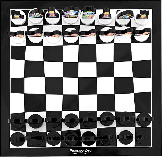 BRITTO 16.75-Inch Luxury Chess Set - Enamel Painted Resin Pieces on Wooden Board, Designed by Iconic Artist Romero Britto