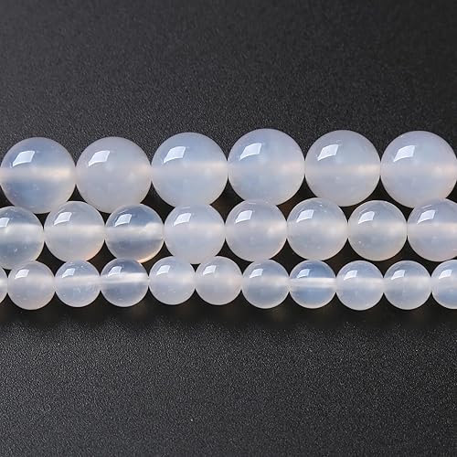 Miniatura 4 de Cuentas redondas sueltas de ágata blanca de 0.236 pulgadas, cuentas de gemas naturales, cuentas de piedra energética de cristal para hacer joyas,