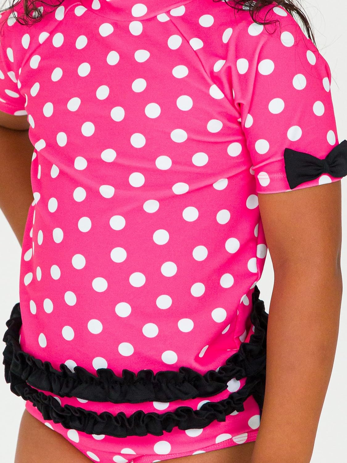 RuffleButts Girls UPF50+ Sun Protected Short Sleeve Rash Guard Bikini