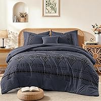 Vista 9 de MaiRêve - Juego de edredón de tamaño completo con bordado, juego de ropa de cama estilo granja occidental boho de 7 piezas, juego de edredón