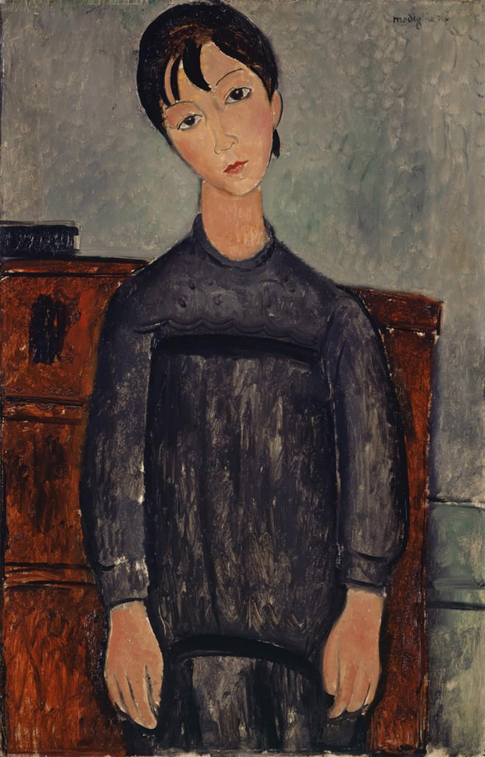 SERENDIPITP Vintage Wall Art Canvas Nordic Poster Canvas Print Picture Girl Standing in a Black Pinafore by Amedeo Modigliani Wall Art Poster for Home Decor 60x90cm