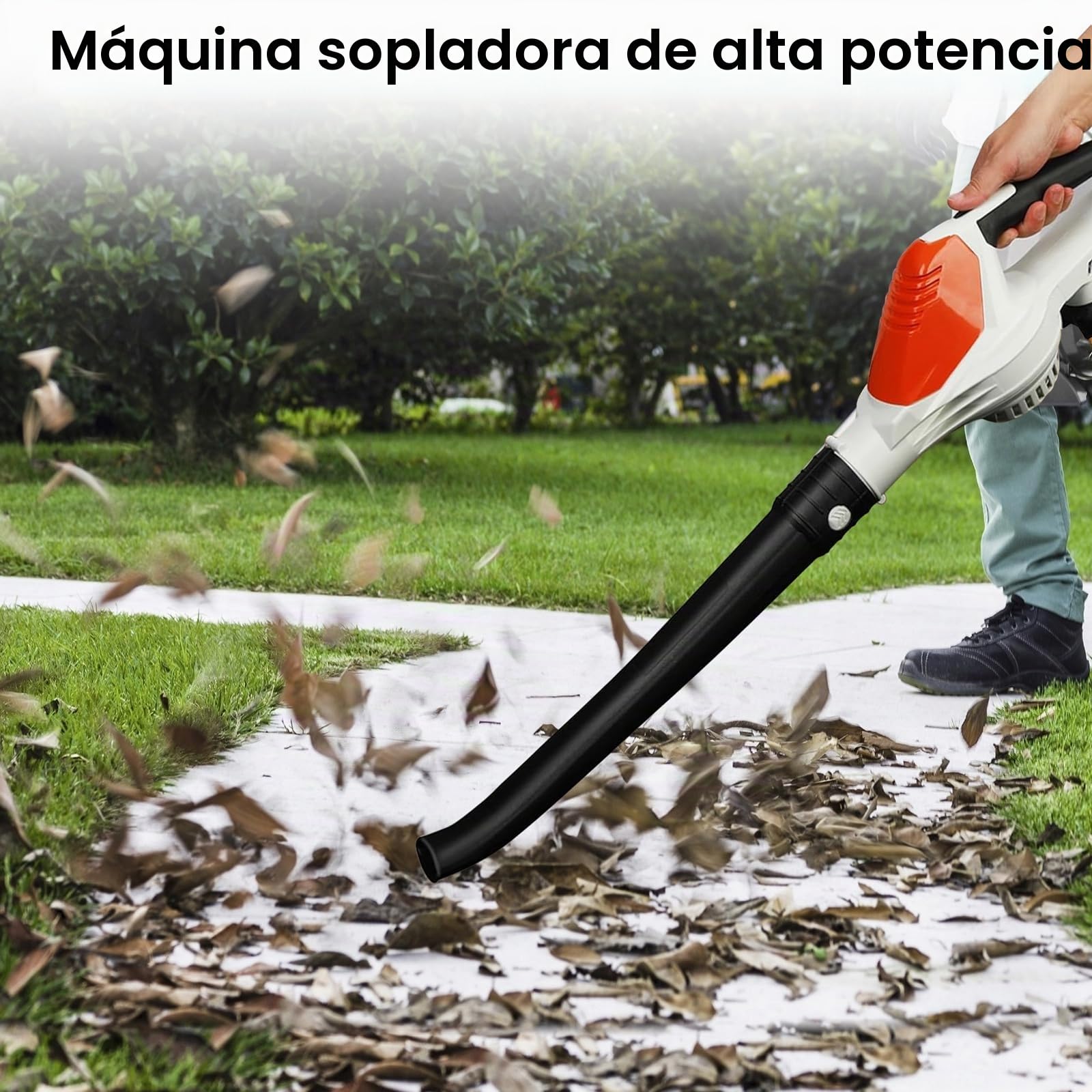 Soplador de hojas inalámbrico con batería y cargador, soplador de hojas con pilas, soplador inalámbrico, ligero, para todas las estaciones, para el mantenimiento del césped (2 baterías 1 cargador)