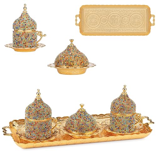 Alisveristime Lale Crystal Turkish Coffee Set with 2 Cups and