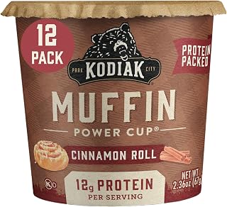 Kodiak Cakes Cinnamon Roll Minute Muffins - 12g Protein, 100% Whole Grains, Ready in 1 Minute (Pack of 12)