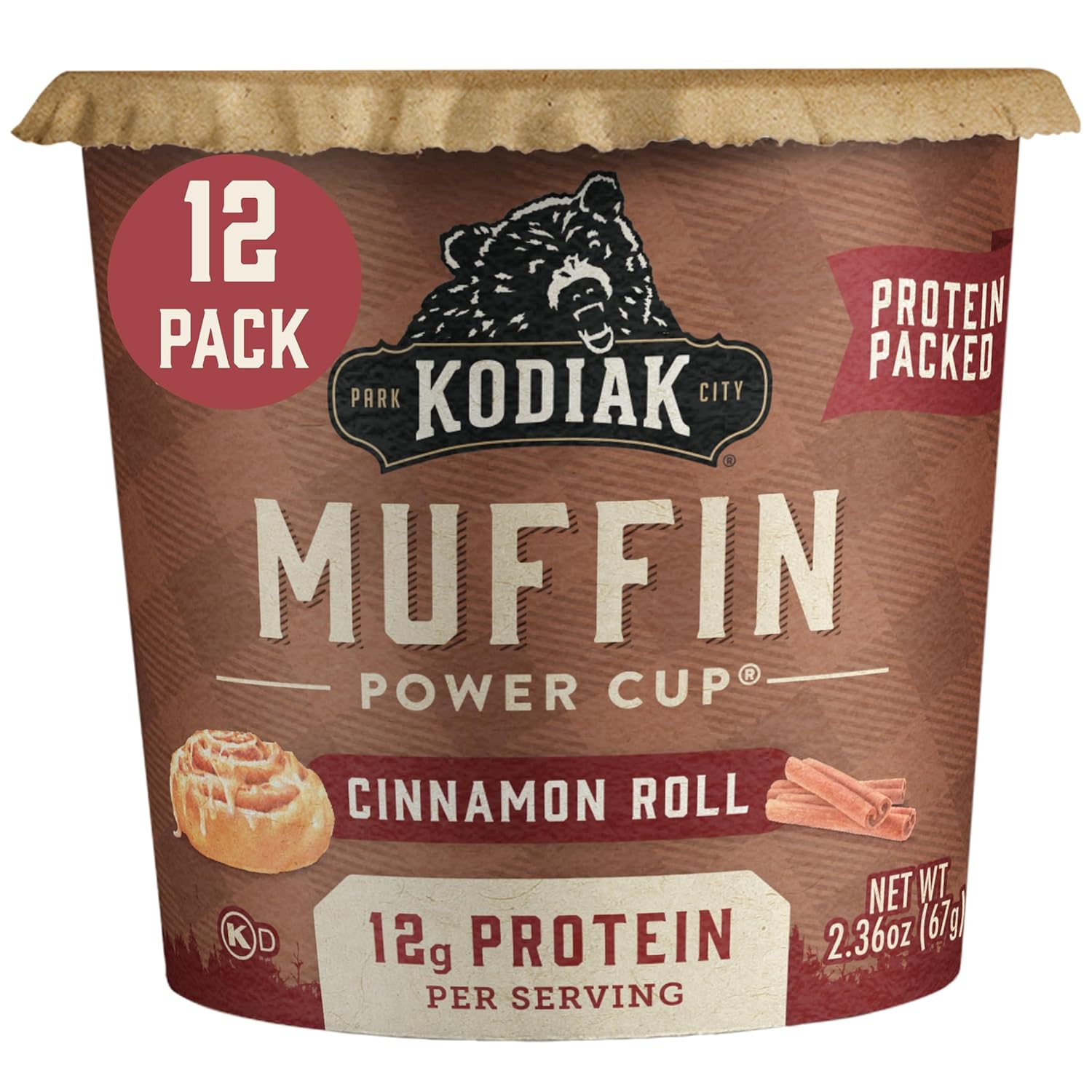 Kodiak Cakes Cinnamon Roll Minute Muffins - 12g Protein, 100% Whole Grains, Ready in 1 Minute (Pack of 12)