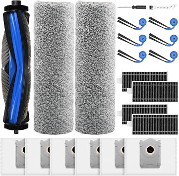 Pack of 21 Accessories for Ecovacs Deebot X9 PRO Omni / X11 PRO Omni / T80s Omni | Replacement parts with 1 main brush, 6 dust bags, 2 wiper roller, 4 filters, 6 side brushes, 1 cleaning brush, 1 screwdriver
