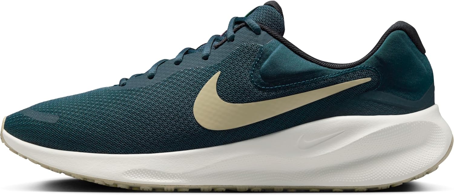 Nike Revolution 7 Men's Road Running Shoes (FB2207-407, Armory Navy/Green Strike/Hyper Pink/Desert Khaki) Size 13