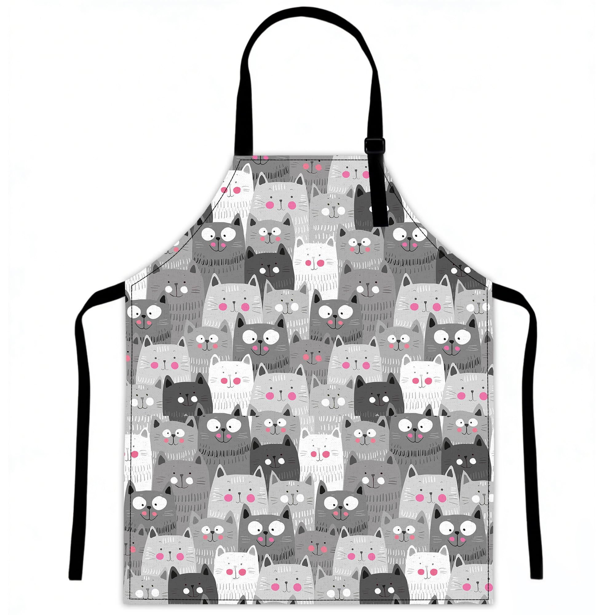 LQEBUY Cute Cartoon Cat Aprons for Women Kitchen Cooking Apron Adjustable Bib for BBQ Coffee House Home Restaurant Craft Garden