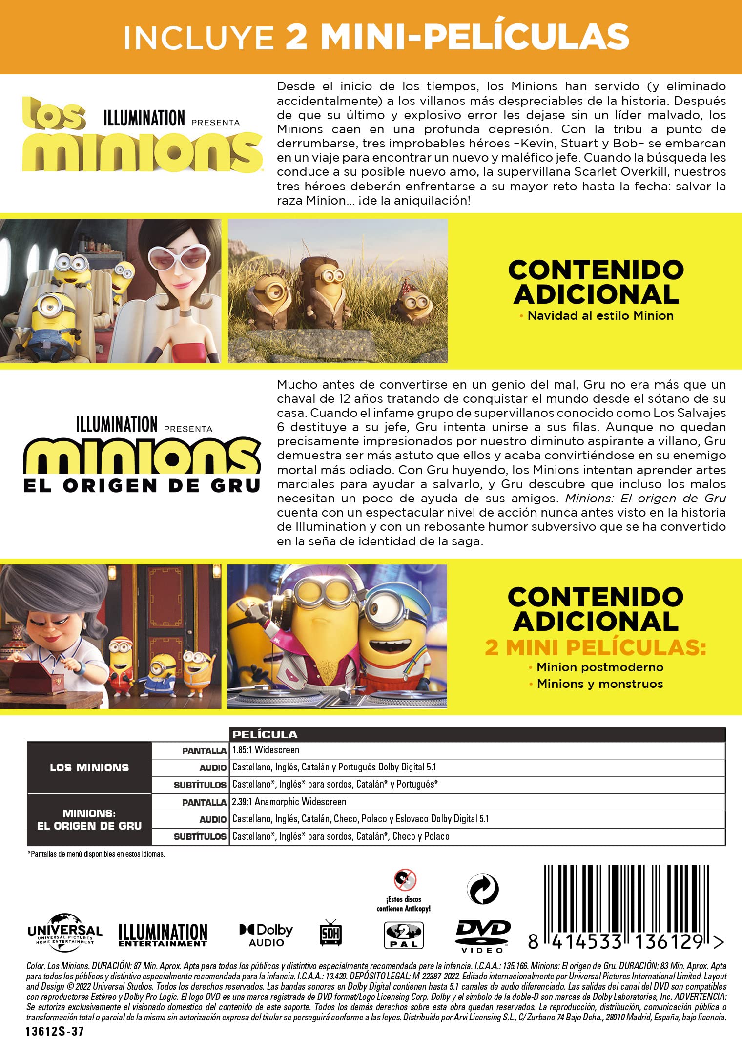 Minions pack 1-2 DVD