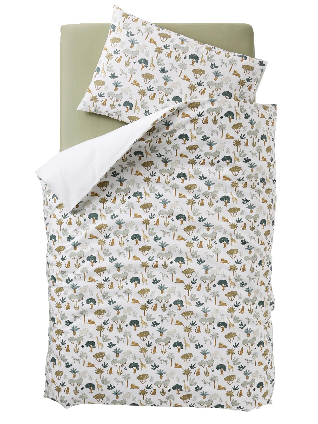 VERTBAUDET Parure Housse de Couette et taie d'oreiller bébé Savana Multicolore 80X120 40X60