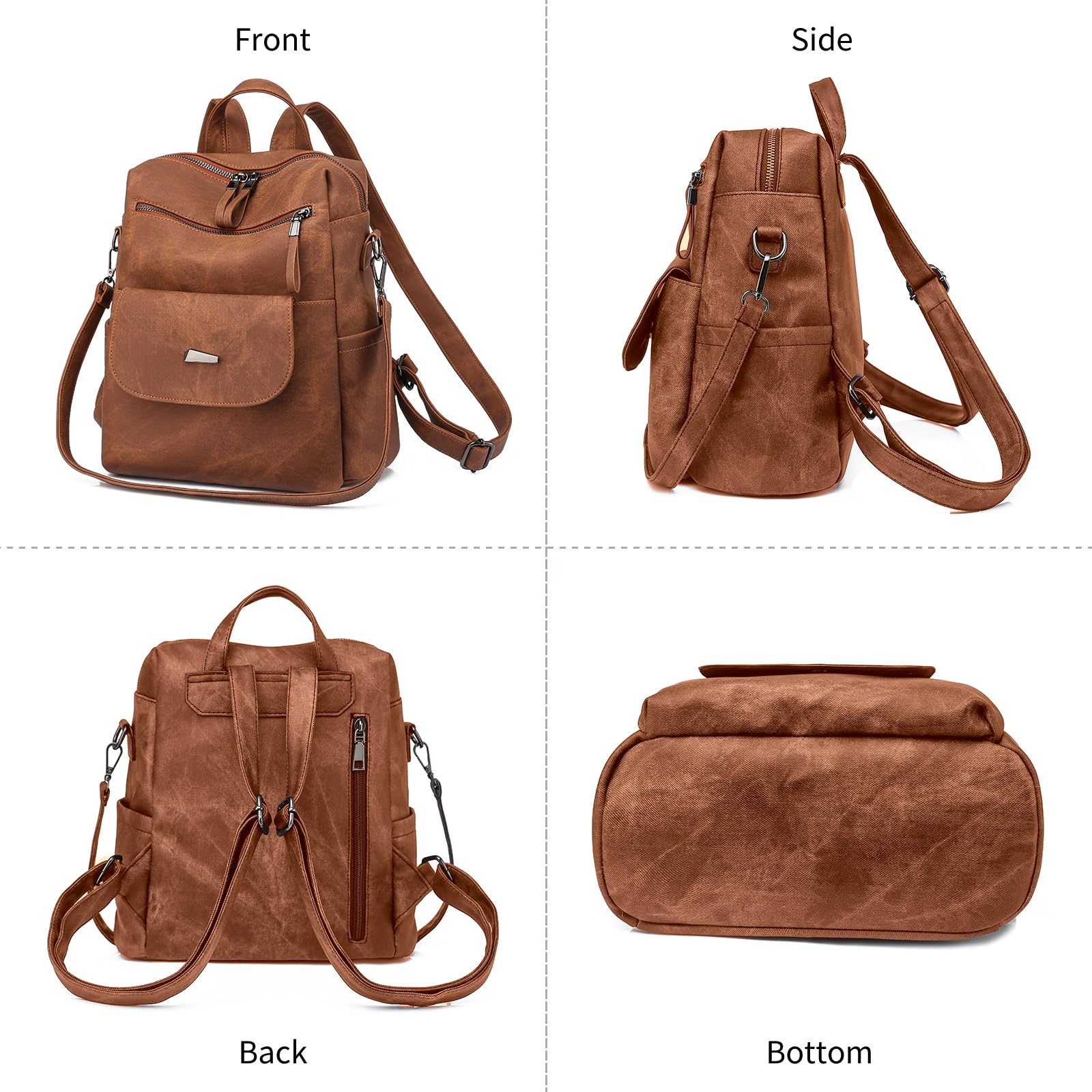 Frauen Rucksack Wasserdicht Anti-Diebstahl Leichtgewicht PU Mode Reisen Mehrzweck Cabrio Geldbörse Umhängetasche Handtasche Rucksack