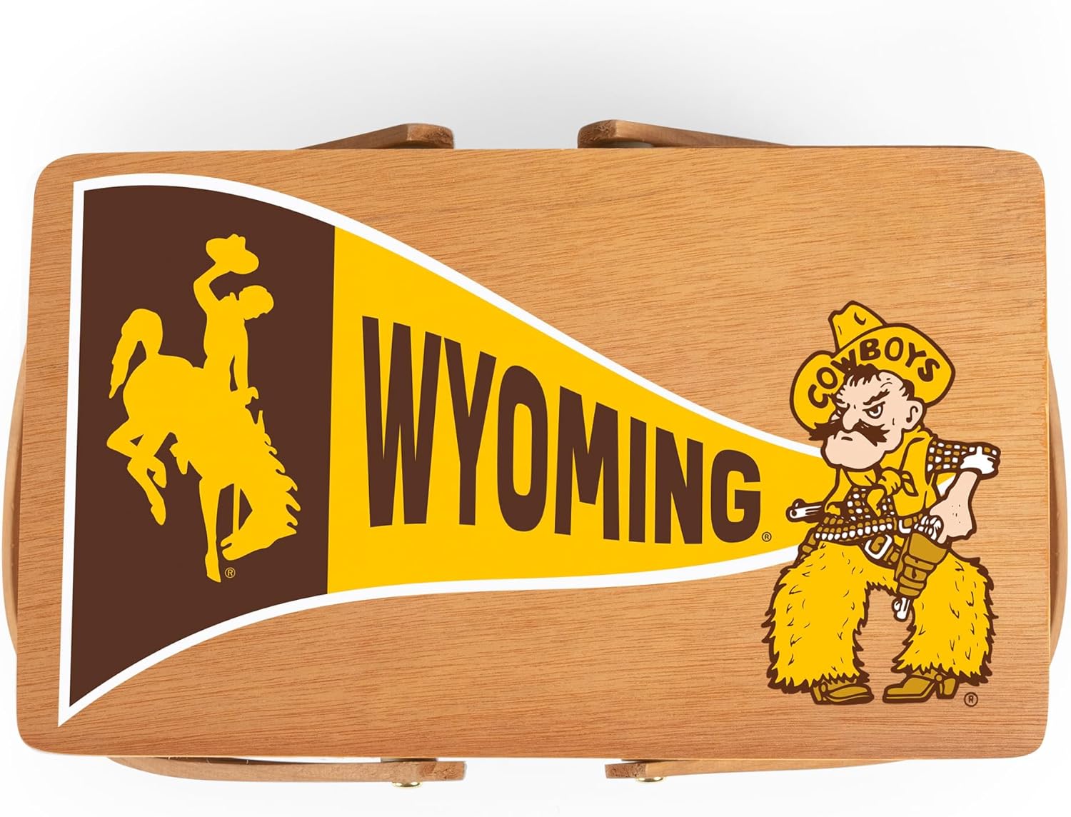 PICNIC TIME NCAA Wyoming Cowboys Poppy Personal Picnic Basket, Insulated Lunch Bag, Retro Lunch Box, (Beige)