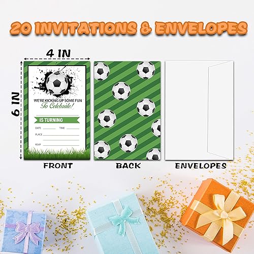 Miniatura 6 de Invitaciones de cumpleaños de fútbol, invitaciones de fiesta de cumpleaños deportivas para niños y niñas, tarjetas de invitación para fiestas de