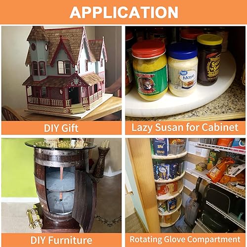 Miniatura 6 de TamBee Base de rodamientos Lazy Susan silenciosa de 12 pulgadas - Capacidad de 300 libras, kit de mecanismo giratorio de aluminio resistente para