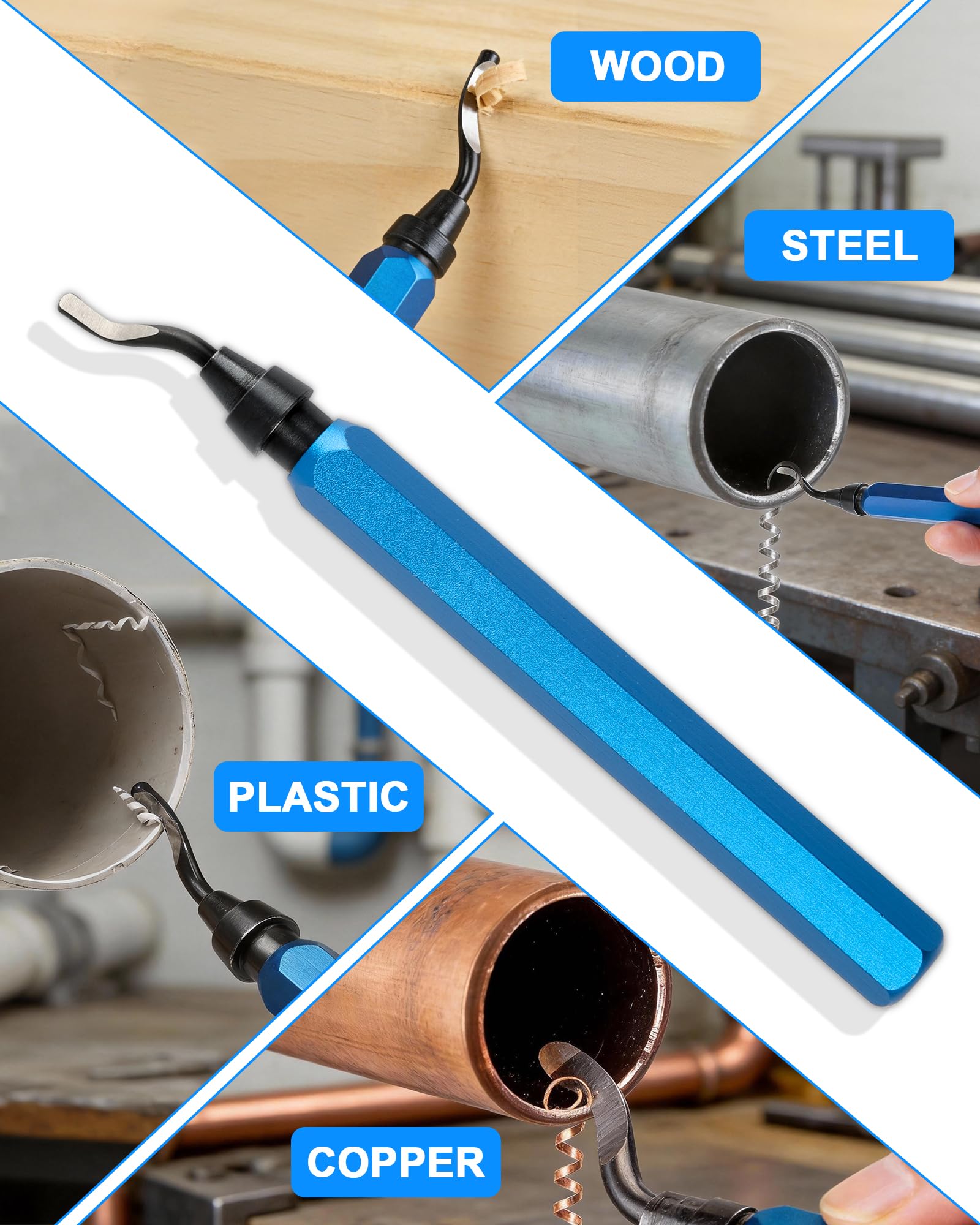 Desbarbador Metal 360° con 10 Cuchillas HSS y Mango de Aluminio para Impresora 3D, Plástico, Acero, Cobre