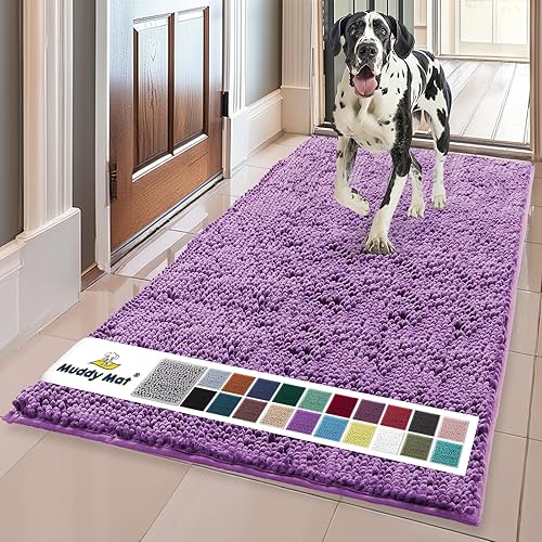 Miniatura 24 de Muddy Mat® - Tapete de microfibra superabsorbente para mascotas, antideslizante y lavable, de felpilla, secado rápido, para entrada