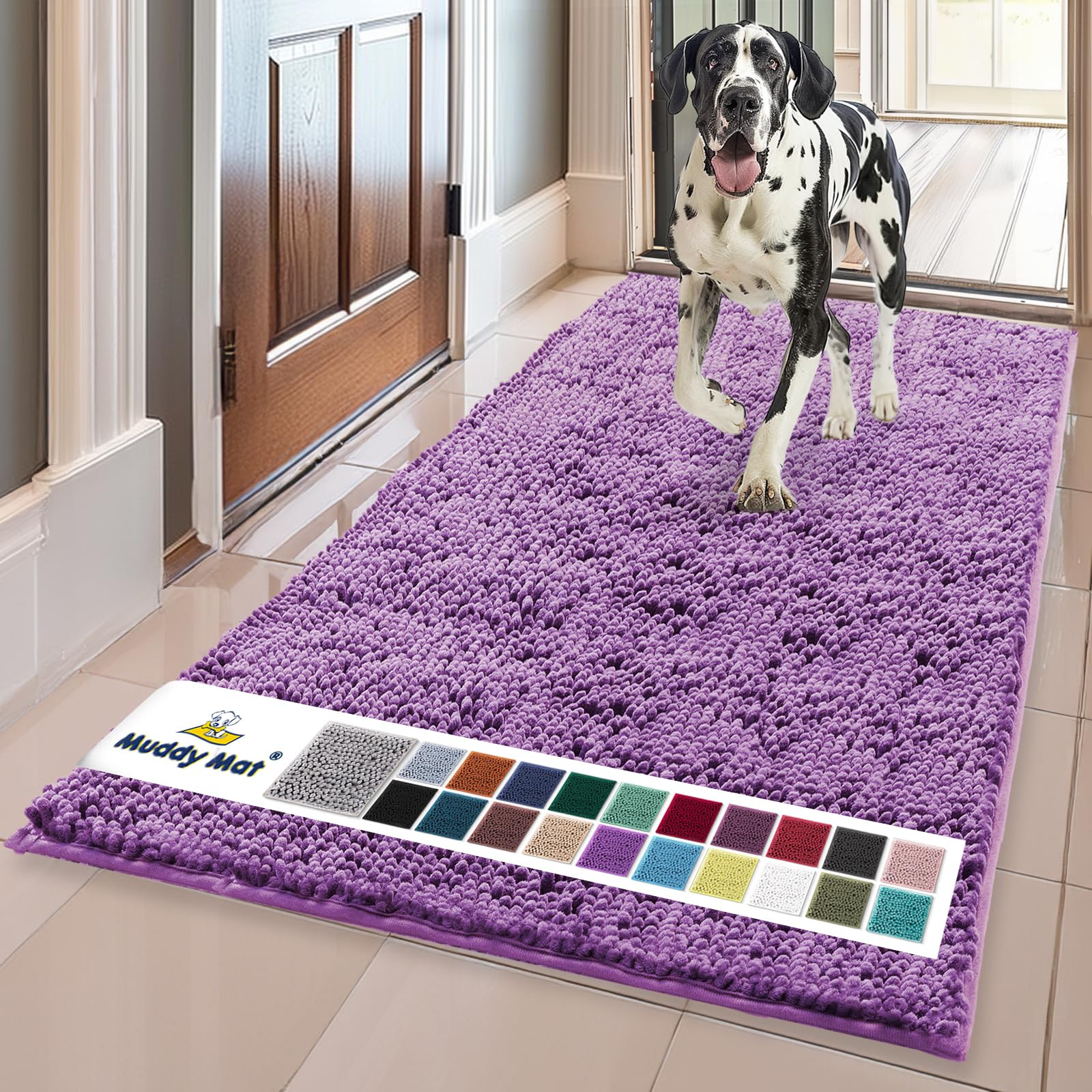 Muddy Mat® | Super Absorbent Door Mat Indoor, Microfiber Quick Dry Chenille Entryway Rug, Non-Slip Front Door Mat, Indoor Mats for Entryway, Machine