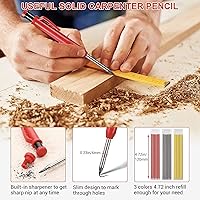 Vista 2 de Gegong Juego de 24 lápices de carpintero sólido de 0.110 in de diámetro, repuestos para carpintero, rotulador de carpintero, lápiz mecánico