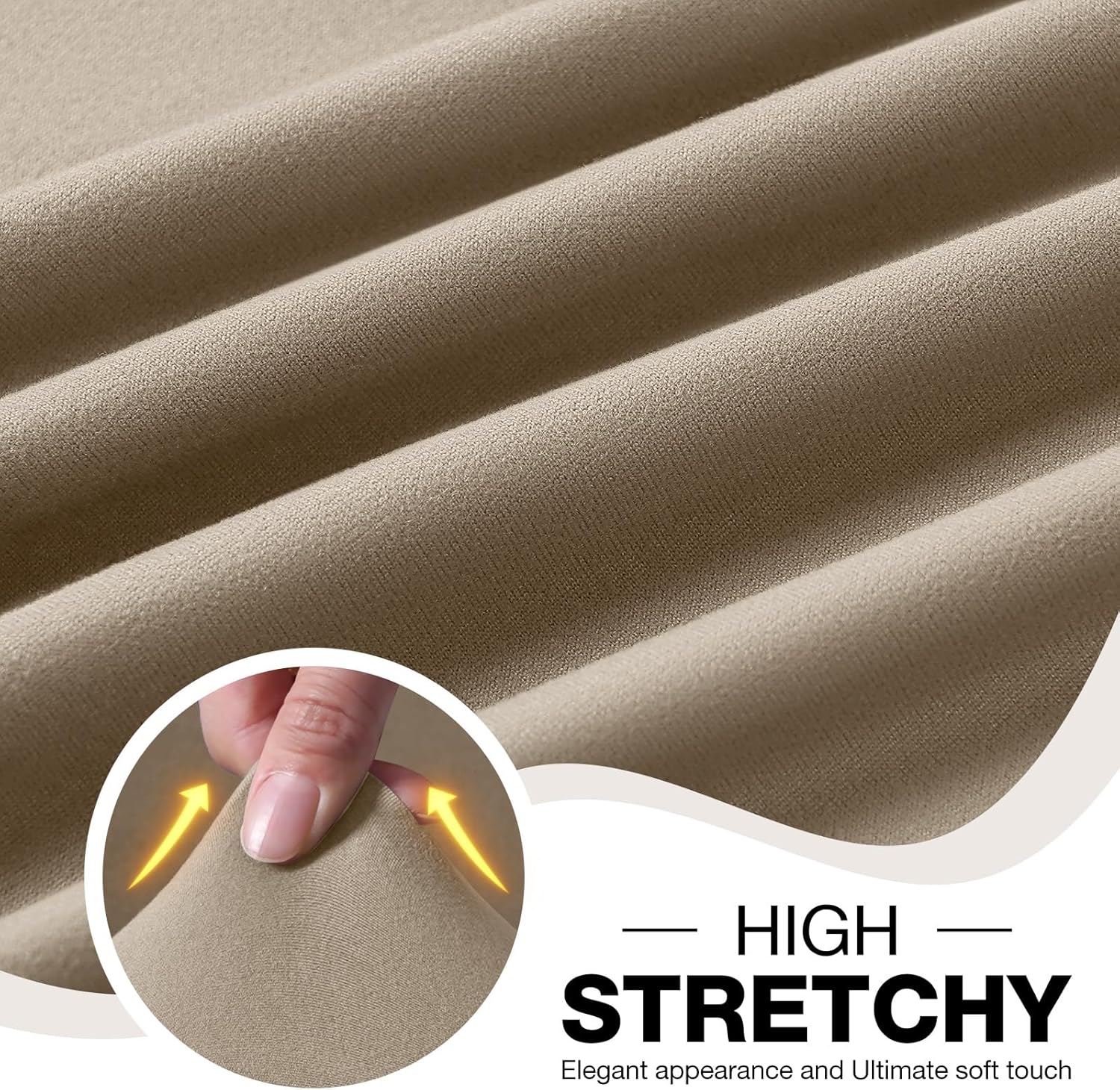 TAOCOCO Couch Cushion Covers 3 Pieces Stretch Couch Covers for 3 Cushion Couch, Sofa Seat Covers Soft Washable Furniture Protector(3-Piece for Sofa Seat or Backrest, Taupe)