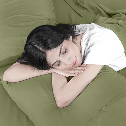 Miniatura 6 de Utopia Bedding Juego de sábanas de 3 piezas, microfibra cepillada, resistente al encogimiento y a la decoloración, fácil cuidado (individual, oliva)