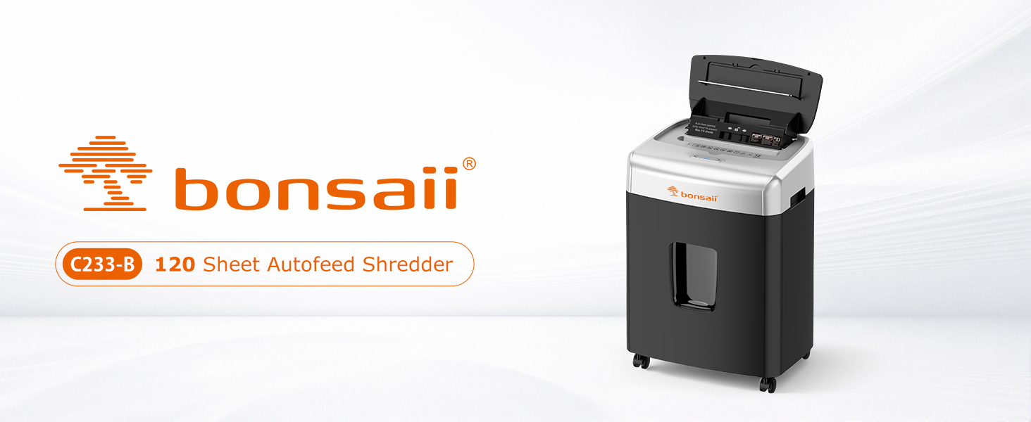 Bonsaii 120-Sheet Auto Feed Office Paper Shredder, 30 Mins