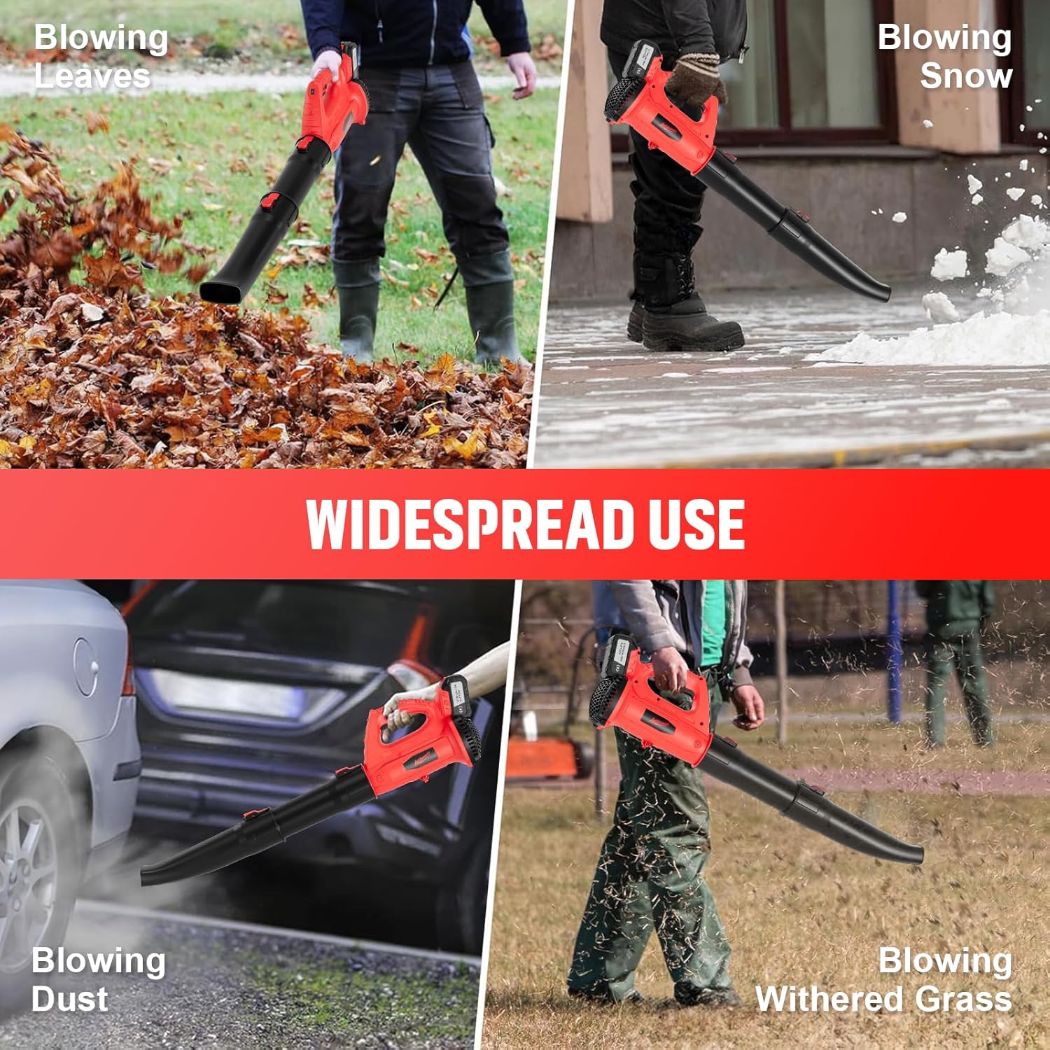Leaf Blower Cordless, Electric Cordless Leaf Blower with 2 * 4.0Ah Battery Powered, Blowers for Lawn Care, Blower with Extension Nozzle, Battery Powered Blowers Leaf Cordless