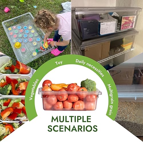 Miniatura 5 de CURTA Paquete de 4 cajas de almacenamiento de alimentos con tapa, 8.5 galones, contenedor de policarbonato transparente de 26 x 18 x 6 pulgadas,