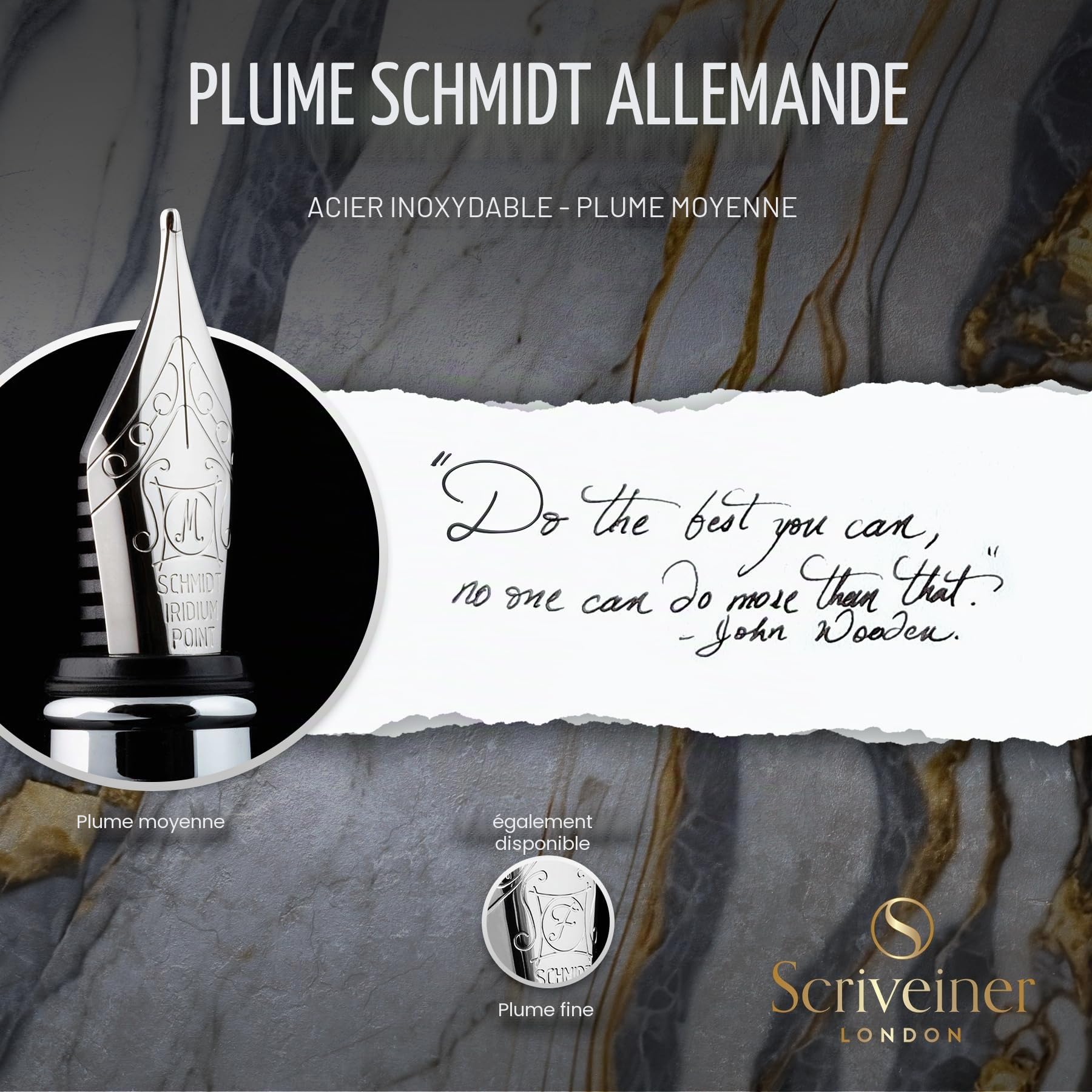 Scriveiner Stylo Plume Midnight Blue – Superbe Stylo avec Finition chromée, Plume Schmidt (Moyenne), Coffret Idéal pour Homme et Femme, Professionnel, Directeur, Bureau, Beau Stylo