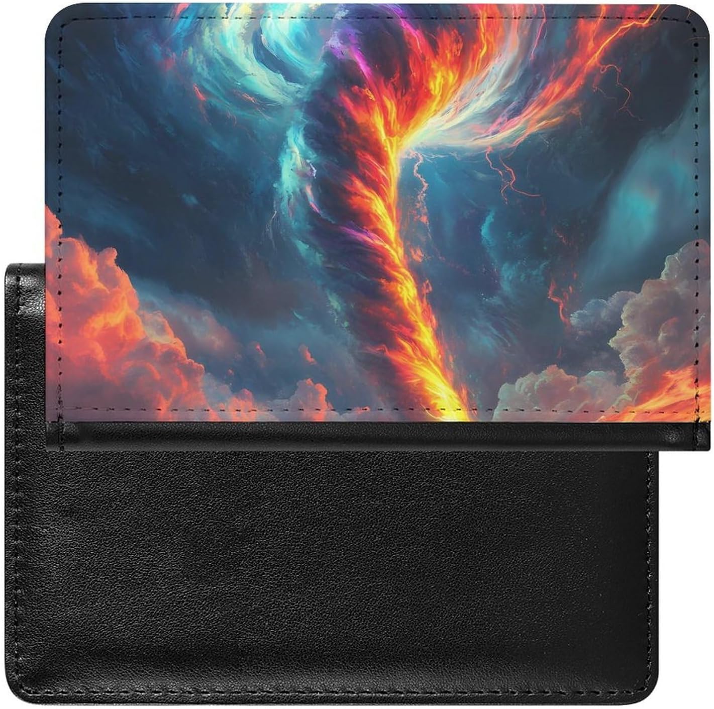 Tornado Colorful Passport Holder, Travel Wallet PU Bifold Passport Cover Case with Card Slots