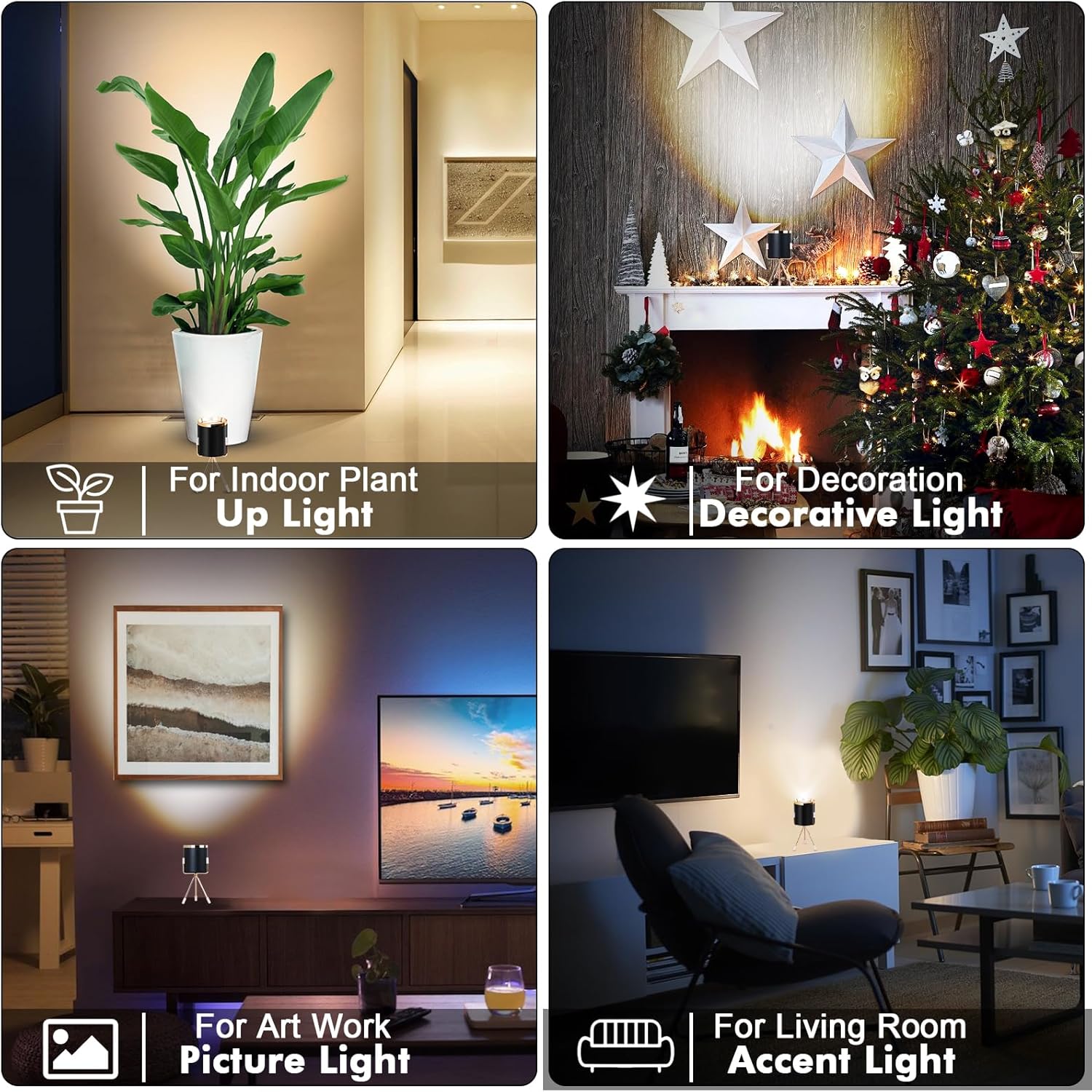 Spot Lights Indoor Floor Lamp, 6W Uplighting Indoor, Floor Can Lights for Plants Pictures Corner Ambient Lighting, 2 Pack
