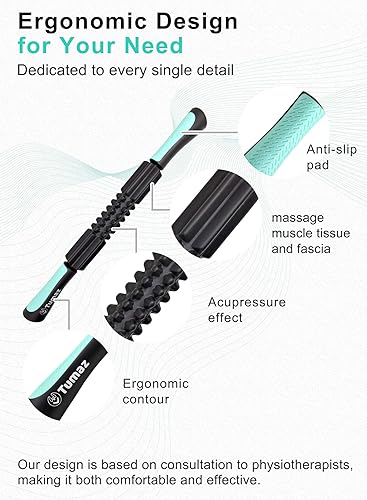 Miniatura 4 de Tumaz Barra de rodillo muscular – Lo mejor para masajes y alivio del dolor muscular – Calidad profesional con rodamiento para un uso suave [opciones