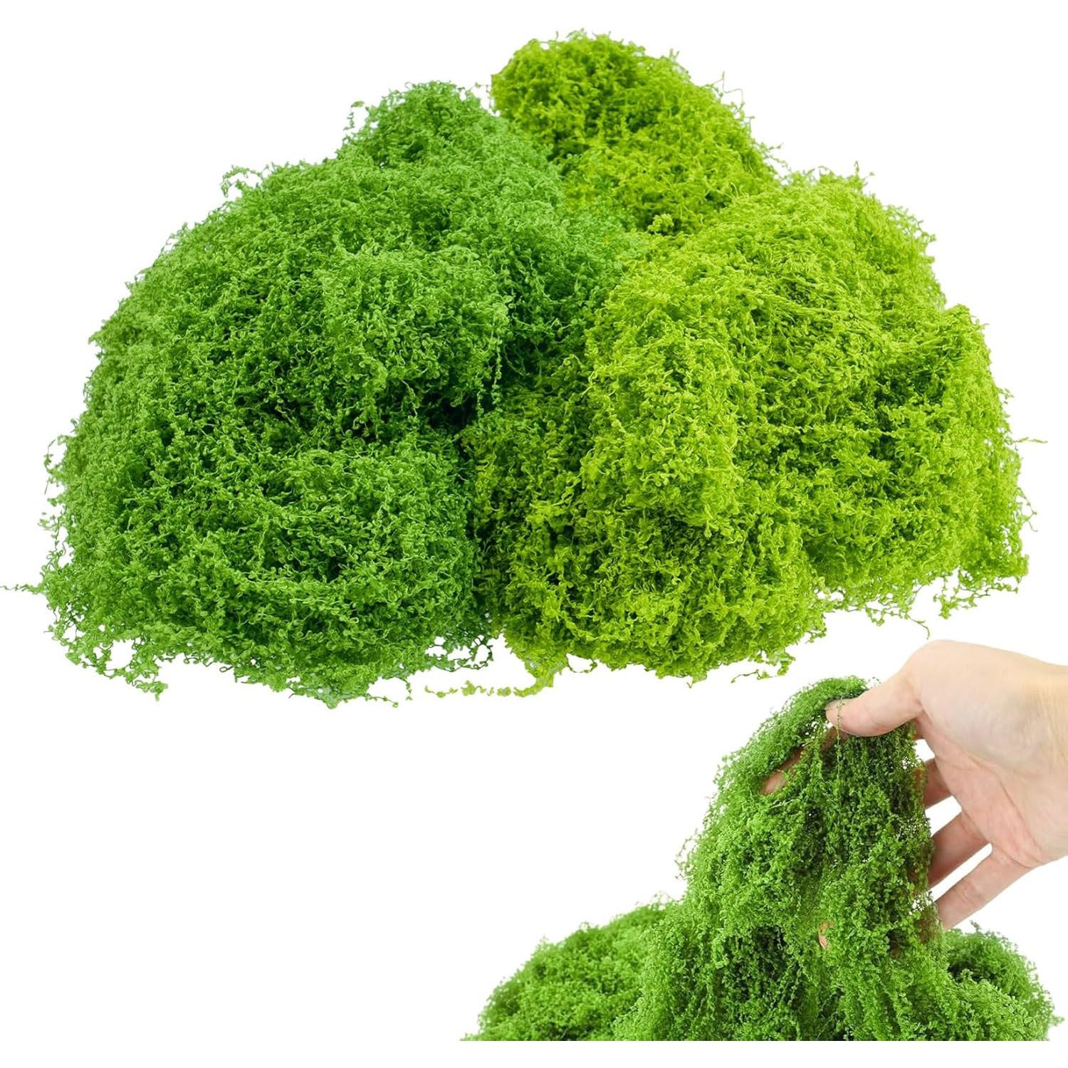 DIWAL Realistic Artificial Fake Moss for plant pots, Faux Preserved Moss for crafts Indoor Planters Fairy Garden Outdoor Home Decorating Model Making(Light green,50g)