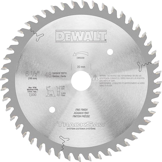 DEWALT Tracksaw Blade, Ultra Fine Finishing, 48Tooth, 61/2Inch