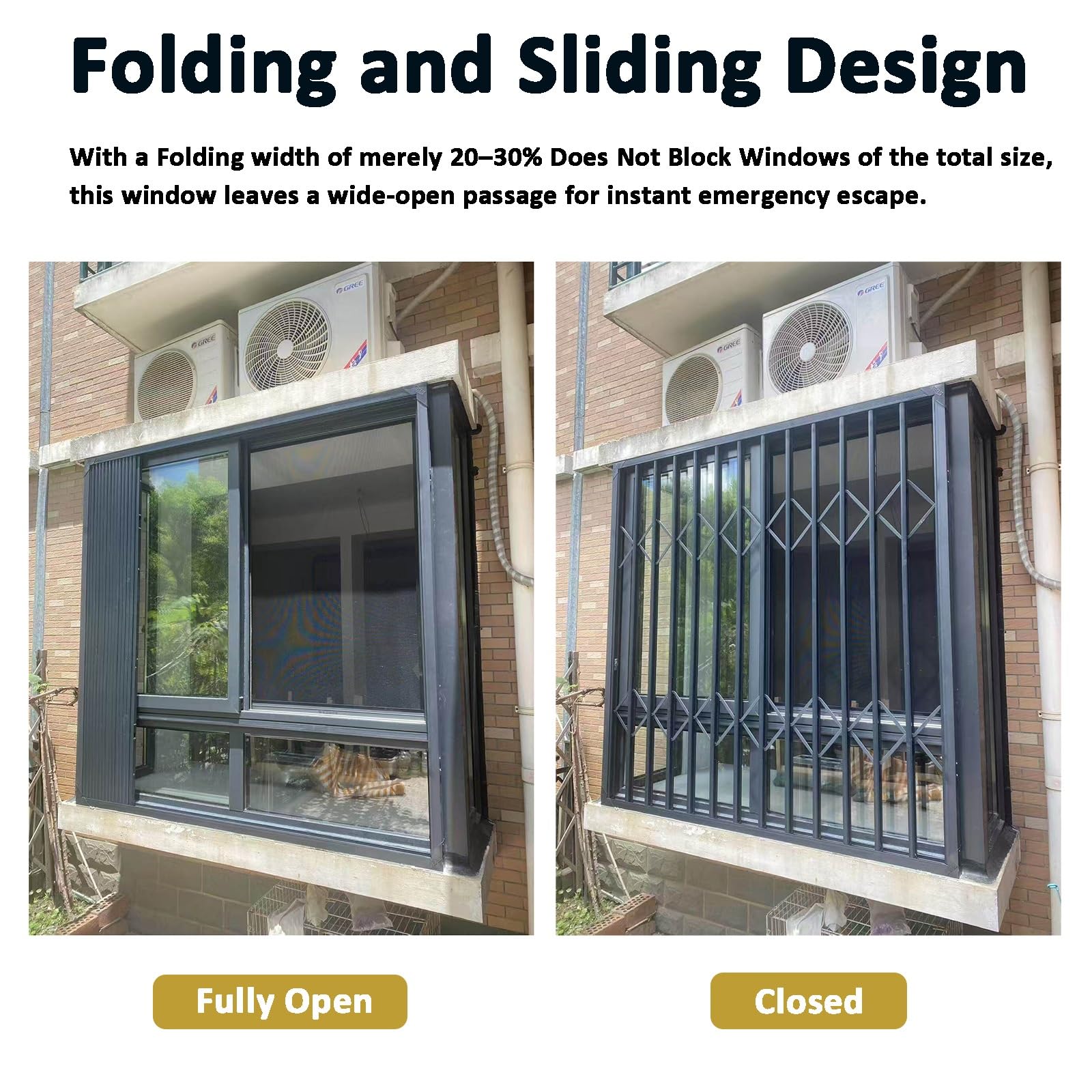 Rejas para Ventanas Exteriores House Home Barras de Seguridad para Ventanas Plegables, Puertas correderas concertinas universales antirrobo y Ventanas correderas(90x80cm/35x31'')