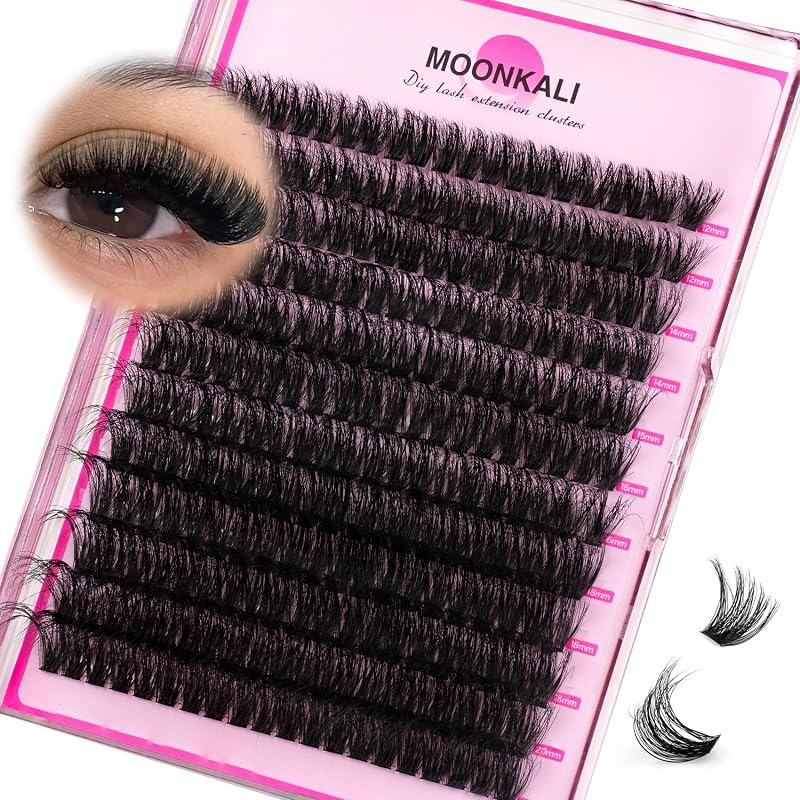 Cílios Postiços em Tufo MOONKALI 80D Wispy, Curvatura D, 12–20 mm