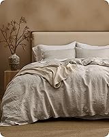 Bedsure 100% European Flax Linen Duvet Cover King Size - Soft Washed 170GSM 3PC Set, Breathable for Hot Sleepers, Farmhouse Texture